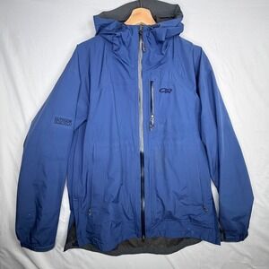 Outdoor Research Gore-Tex Rain Jacket Large Blue Hooded Waterproof Shell L